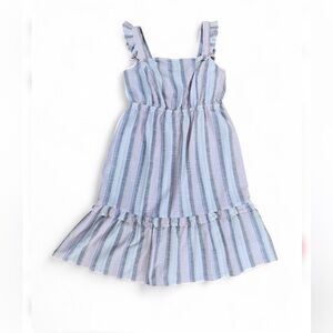 Hudson Grey sz Medium pink gray white stripe midi sundress cotton ruffle flounce